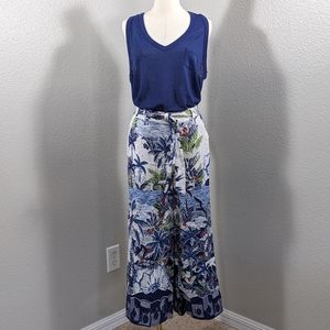 Joie Linen Blend Tropical Print Wide Leg Pant, NWT, Size 6